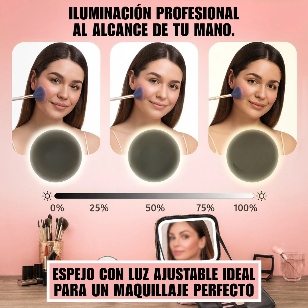 Cosmetiquera Portátil Espejo LED Maquillaje Perfecto y Organizado
