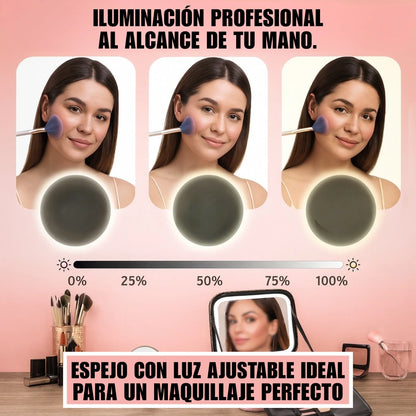 Cosmetiquera Portátil Espejo LED Maquillaje Perfecto y Organizado